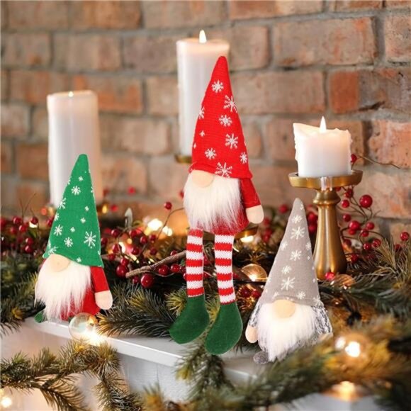 Christmas Gnome Decor Set - 3PCS Plush for Tiered Tray, Holiday Display, Gift - Picture 5 of 8